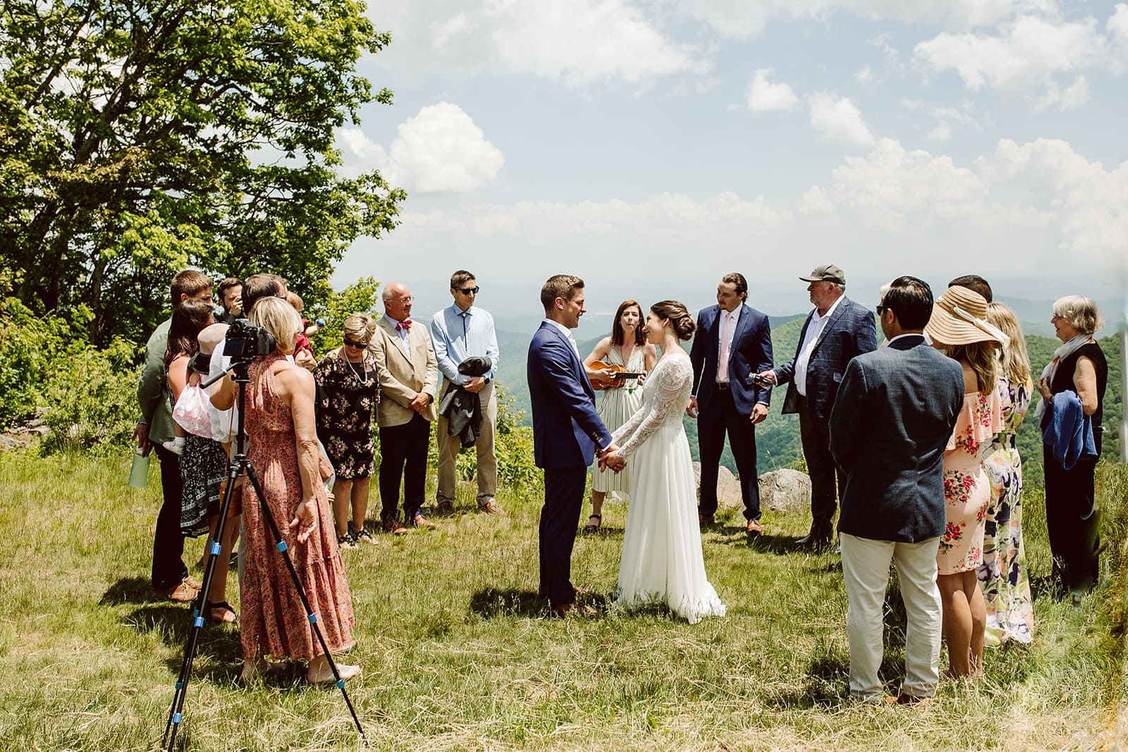 Jess and Stefan look into each others' eyes during their Blue Ridge Parkway Wedding Ceremony