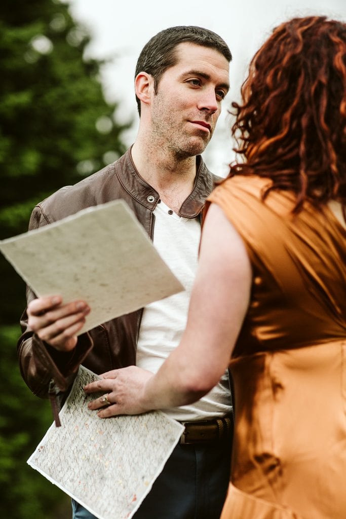 katherine + jeff exchange handwritten vows during their adventure elopement in iceland